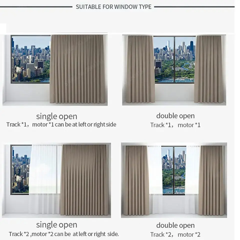 Tuya WiFi Zigbee 3 generation Smart Electric S Wave Ripple Fold Curtain Track Motor Set Cornice Rail Alexa Alice Voice