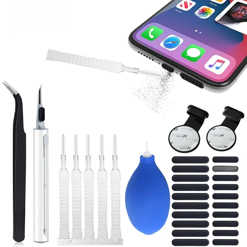 Zestaw do czyszczenia telefonów KUTOU z wtyczką przeciwkurzową typu C do telefonów iPhone Samsung Huwei Zestaw szczotek do czyszczenia przeciwpyłowego iphone Cleaner — zdjęcie 2