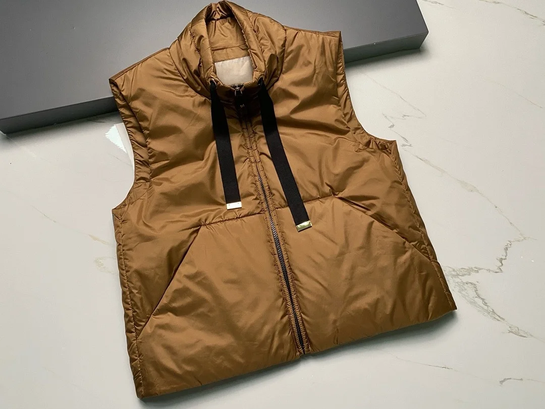 Damska kamizelka z kapturem, wypełniona 90% białym puchem kaczym, codzienna kurtka bez rękawów, prosty, jednolity kolor, modna, jesienno-zimowa, top 2025