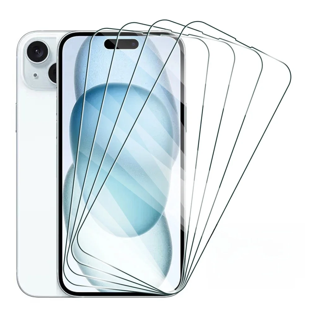 4-1 pièces couverture complète verre trempé pour iPhone 11 12 13 14 15 Pro Max protecteur d'écran pour iPhone X XR XS Max 7 8 6 Plus Film de verre