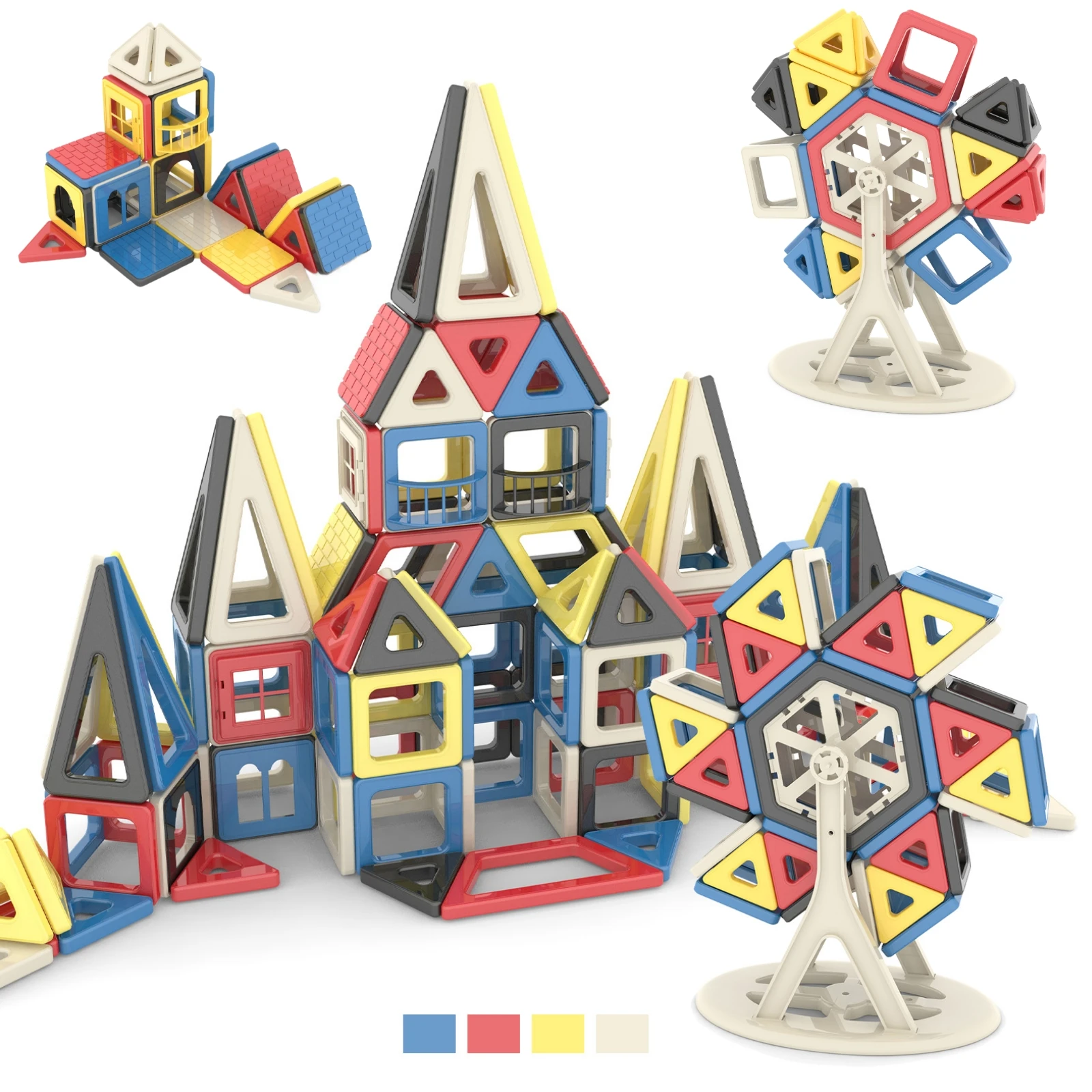 153Piece Magnetic Tiles Toys for 3 4 5 Year Old Girls Boys Castle Magnet Toy Building Block for Kids