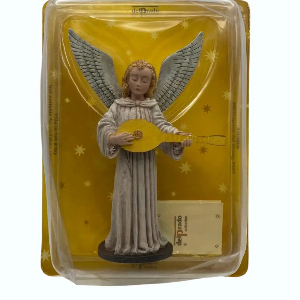 Delprado, Ang008 Figurine de scène de la Nativité de Noël à collectionner, en résine peinte à la main, représentant un ange avec lyre, environ 10-12 cm, figurines de la Nativité de collection spécifiques J.L. Mayonnaise, sans emballage, emballage blister d'origine, base d'exposition