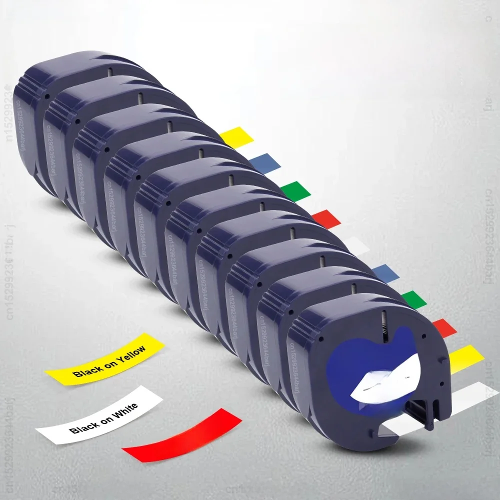 5 sztuk/10 sztuk 91201 Kompatybilna taśma etykietowa Dymo LetraTag Plastikowa 91331 12267 91202 91200 12 mm taśma LT do drukarki etykiet Dymo LT100H — zdjęcie produktu 7