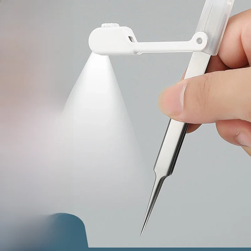 1PC Led Acne Needle Tweezers Blackhead Blemish Pimples Removal Pointed Bend Gib Head Narzędzia do pielęgnacji twarzy Comedone Acne Extractor — zdjęcie 2