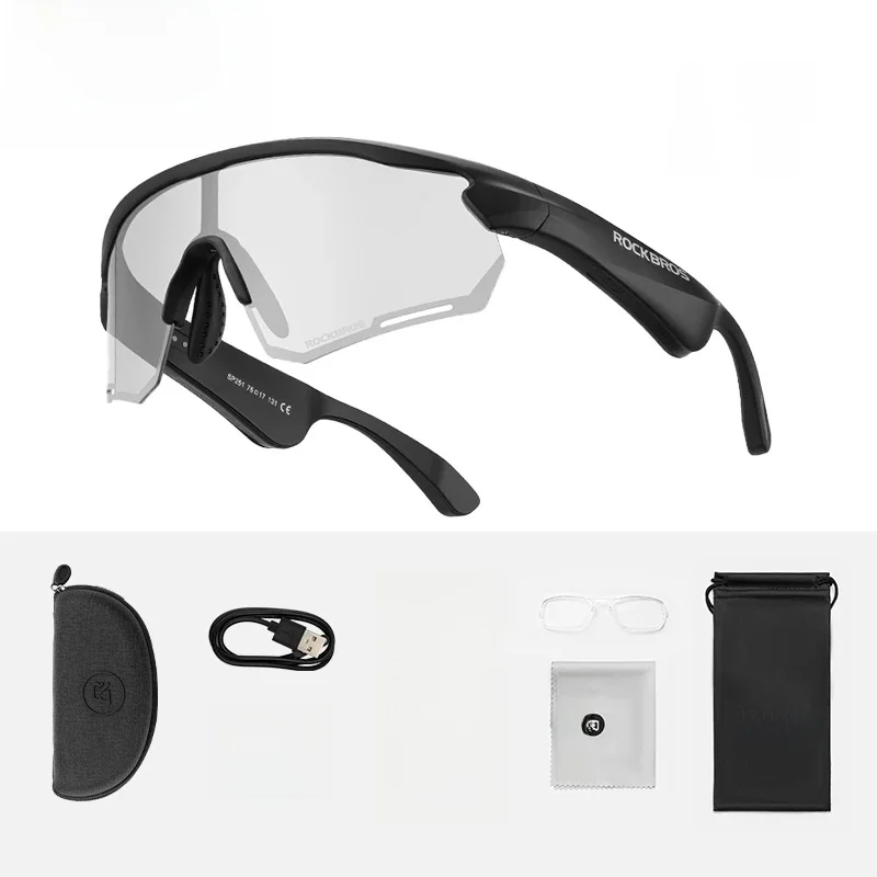 ROCKBROS Cycling Glasses Wireless Bluetooth 5.2 Polarized Sunglasses Headset Telephone Driving MP3 Riding Eyewear UV400 Goggles