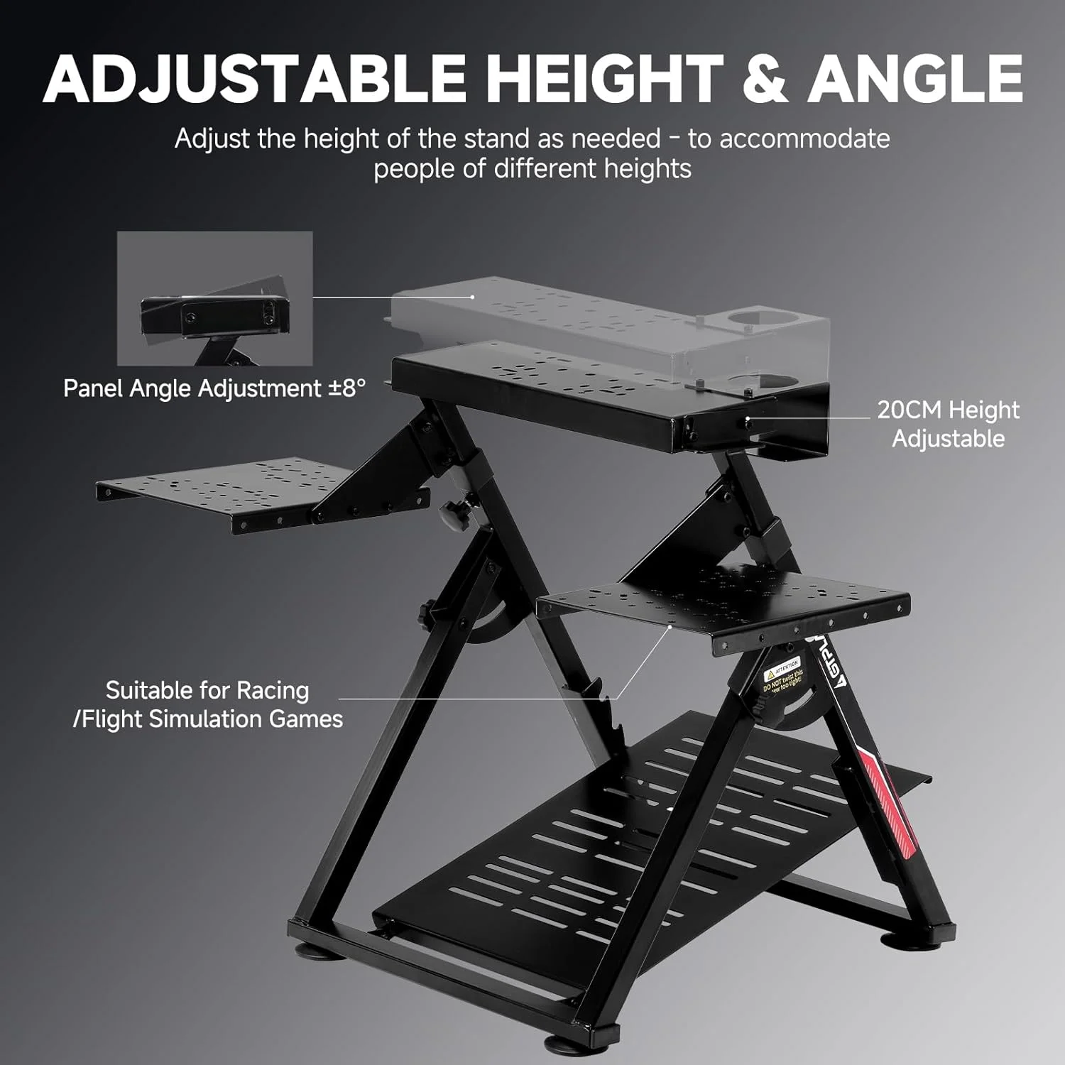 GTPLAYER Flight & Racing Simulator Stand, Foldable Gaming Cockpit Compatible with Logitech, Thrustmaster, PXN Wheels & Flight Joysticks, Black view 4