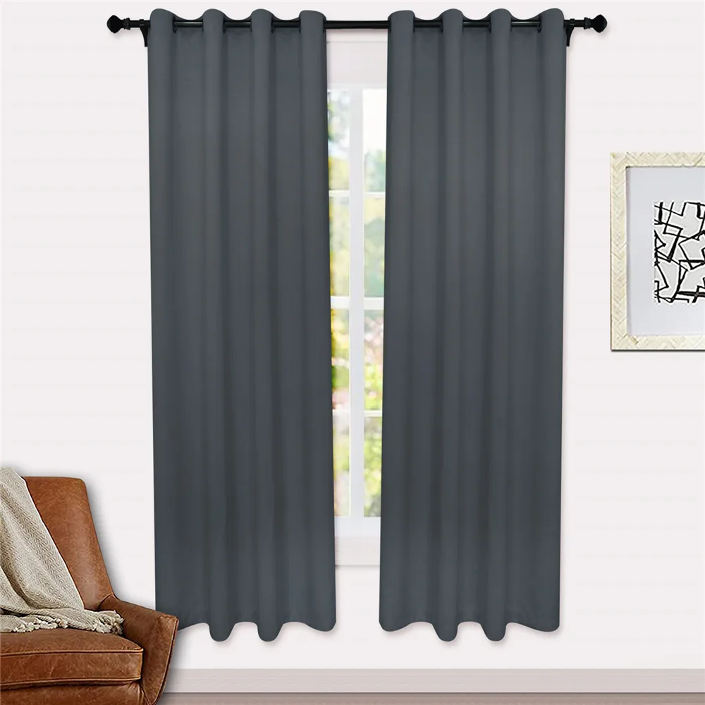 Cortinas opacas para sala de estar y dormitorio, tratamiento de ventanas de 3 capas gruesas con aislamiento de espuma, duraderas, color negro, 100%