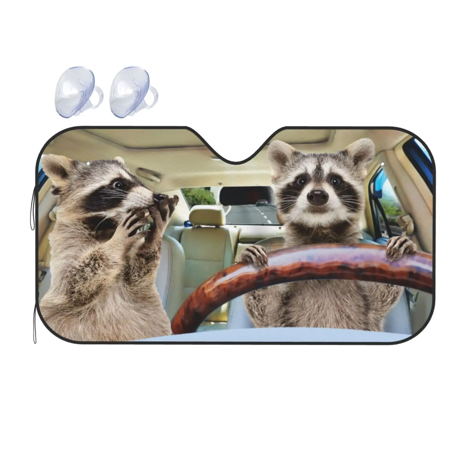 

Funny Raccoon Driving Car Car Front Windshield Sun Shade Blocker UV Visor Retractable Automotive Sunshades Vehicle Protector