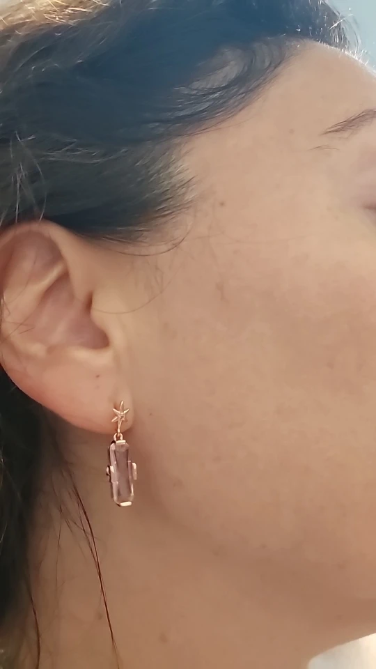 Romantic Star Pink Stone Rose Gold Plated Stud Earrings photo review