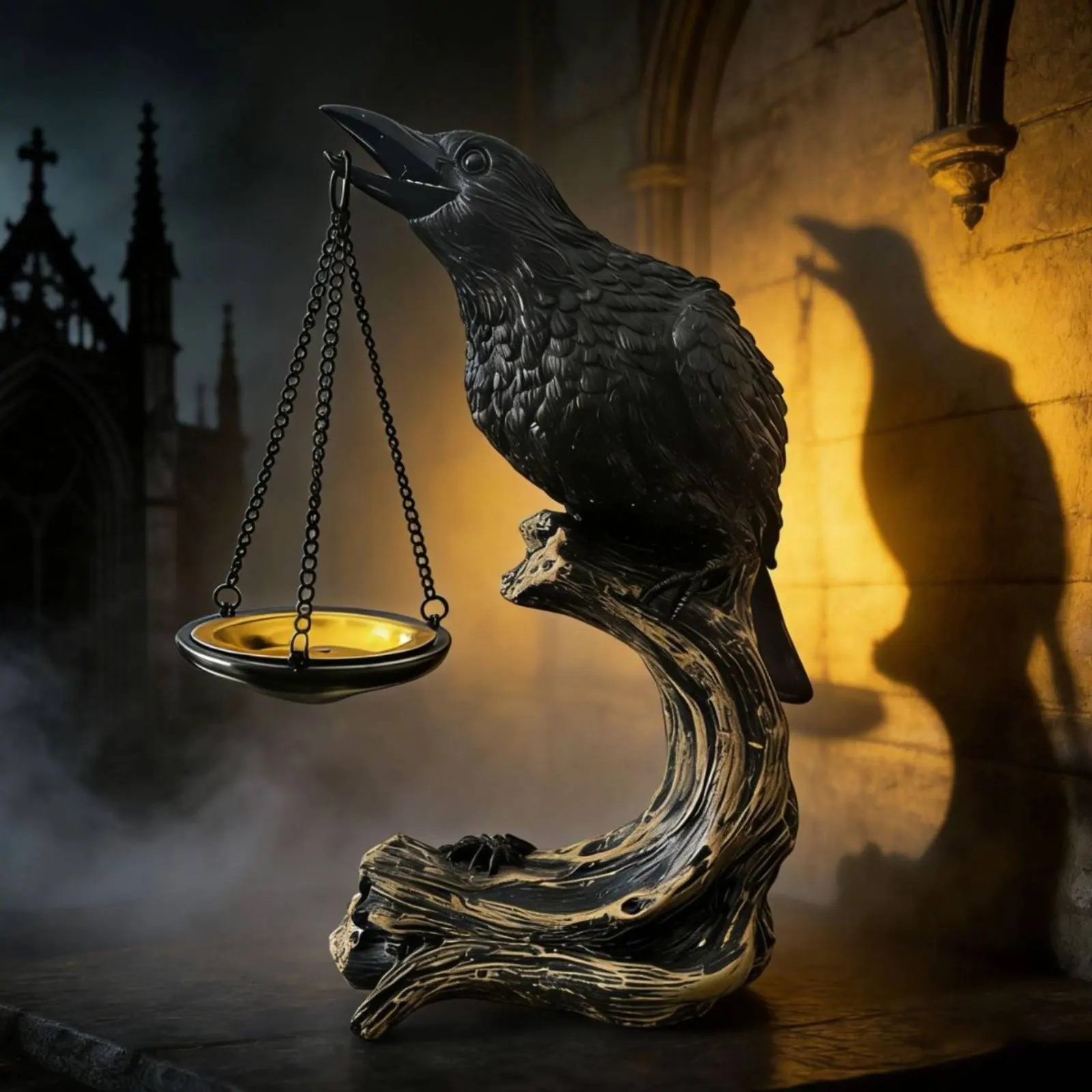 Realistic Black Crow Resin Craft Spooky Crow Decoration Versatile Bird Sculpture for Horror Fans Halloween Party Themed Room