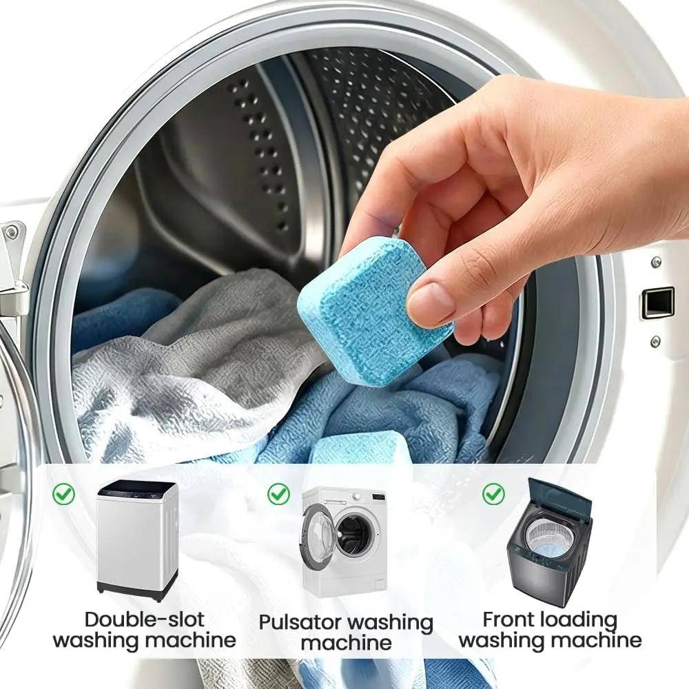 Washing Machine Cleaner Tablets, 2026 Upgraded Washer Machine Cleaner Tablets for Pet Owners, Deep Cleaning Pet Hair Remover for Front Loader, Top Load, HE Washer Tub (12 Pack)