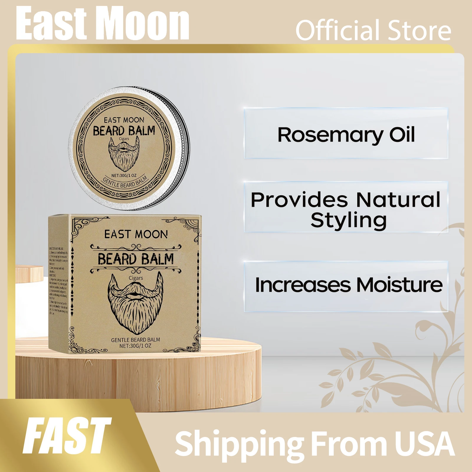 

Бальзам для бороды East Moon: смягчает, придает блеск, устраняет пушистость, обеспечивает длительное увлажнение и питание кожи, с ароматом сигары, воск для усов