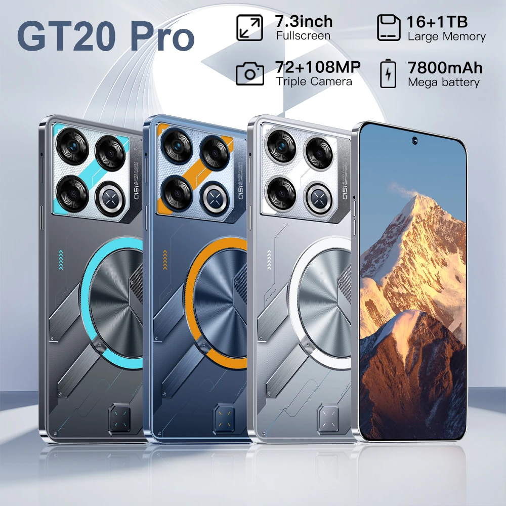 2025 GT20 Pro New high-end Cell phones 7.3 inch HD Snapdragon 8 gen3 Smartphone 5g HOT Mobile Phones 16G+1TB 7800mAh Battery