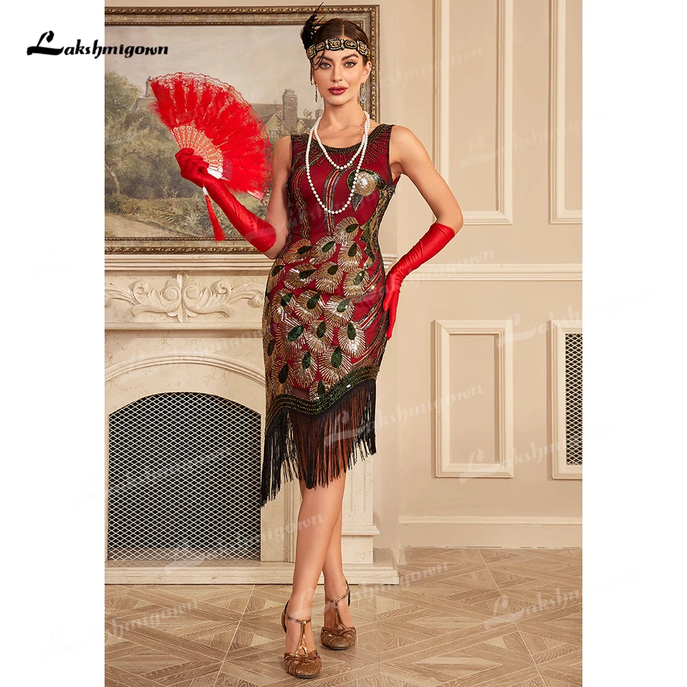 

Sparkly Burgundy Sequins Fringed 1920s Great Gatsby Flapper Dress Cocktail Dress Customized homecoming dress vestidos de fiesta