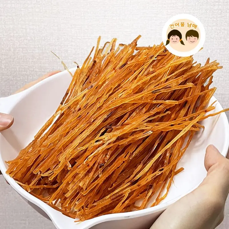 껍질을 제거한 쫀득하고 부드러운 오징어 소면 귀채 이카소멘 300g