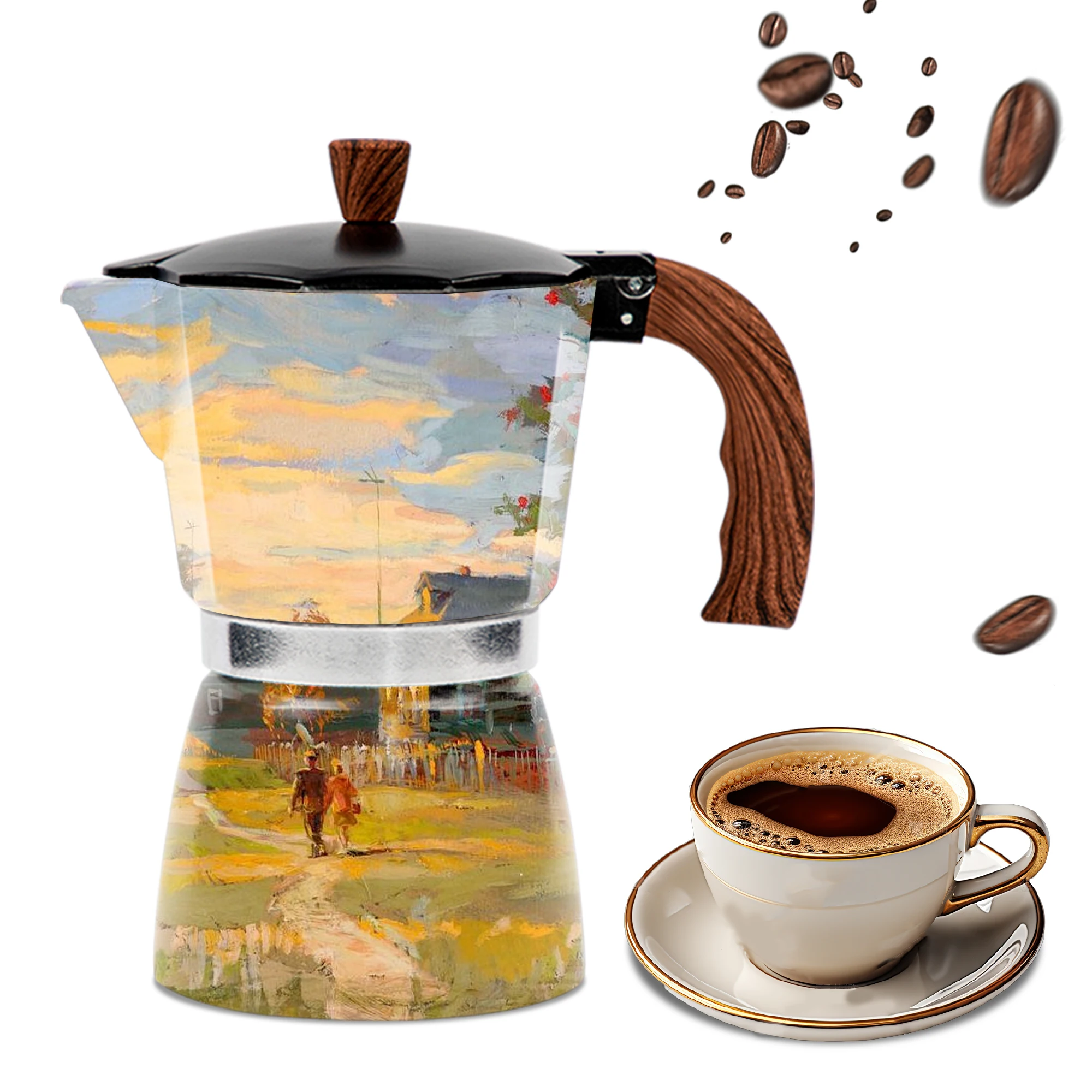 

Custom Photo Moka Pot Personalized Coffee Maker Espresso Stovetop｜Customized Pattern Logo Coffee Gift｜Birthday Christmas