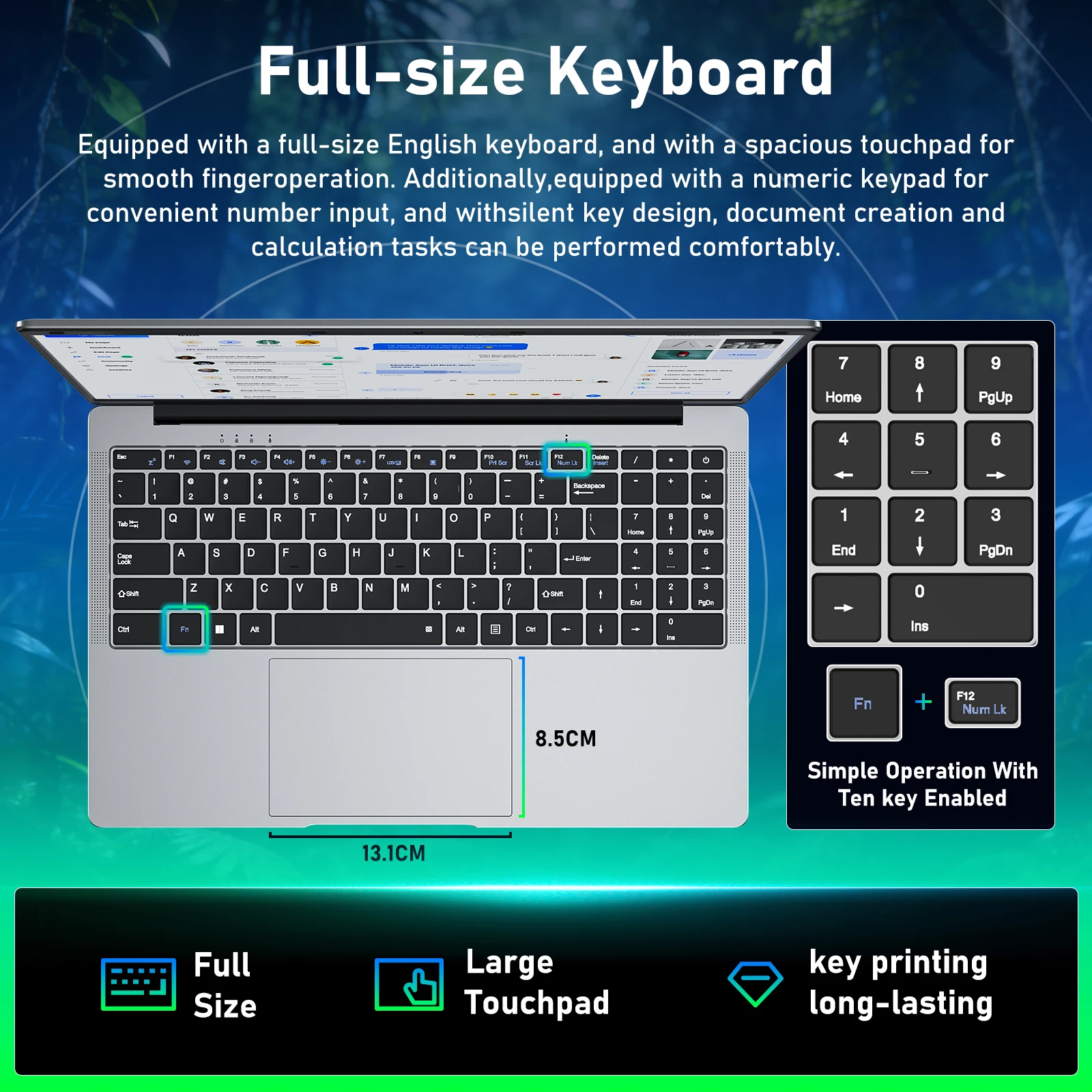 Portátil EYY de 15.6 pulgadas, Celeron N4000, 8 GB de RAM, 256 GB SSD, pantalla Full HD 1080P, WiFi de doble banda, Mini HDMI, portátil plateado delgado y ligero para negocios, escuela, hogar