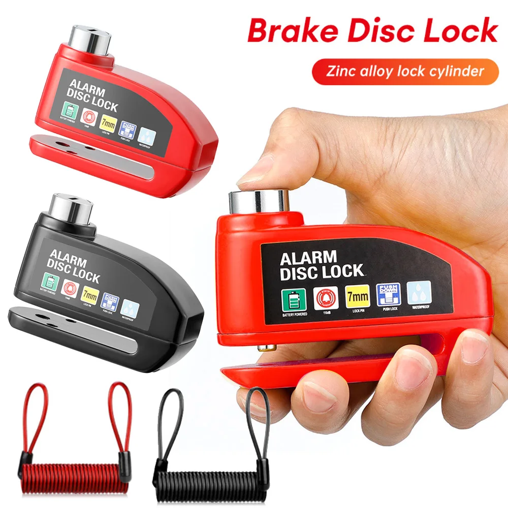 Bicycle Alarm Disc Brake Electric Lock Anti-Theft Wheel Lock Bike Waterproof 110dB with Reminder Cable Keys for Motor Scooter