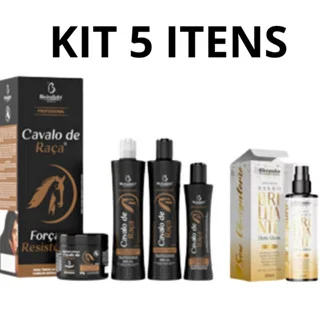 Kit Cavalo de Raça e Spray Banho Brilhante Efeito Gloss Tratamento Cabelo Intenso