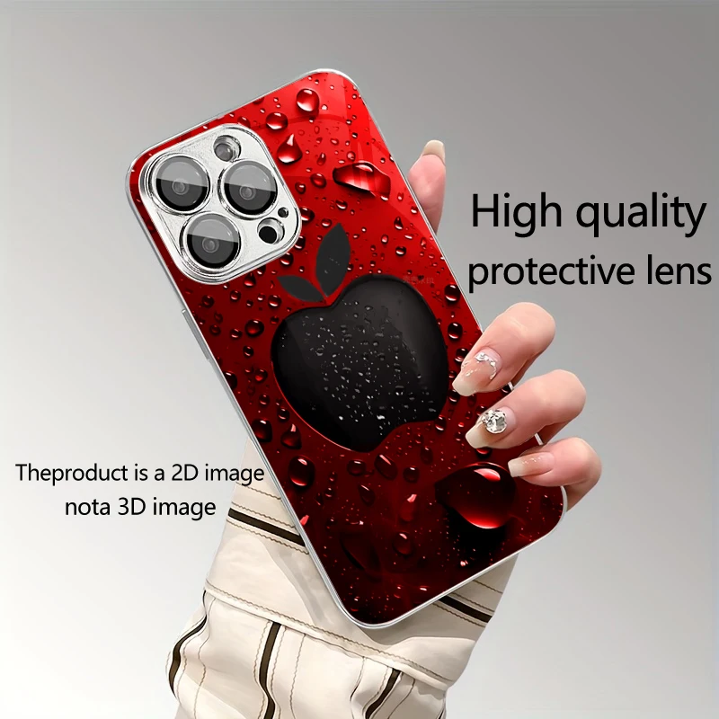 PROTECT Black Teardrop Shape on a Red Background for iPhone 17/16e/16/15/14/13/12/Max/11/Pro/Plus Luxury Tempered Glass Protecti - view 4