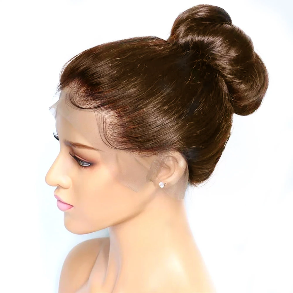 مخفي حزام غير مرئي 360 كامل Hd الدانتيل شعر مستعار بدون صمغ مستقيم الشوكولاته البني 30 بوصة الدانتيل الجبهة الباروكات شعر الإنسان 360 شعر مستعار أمامي