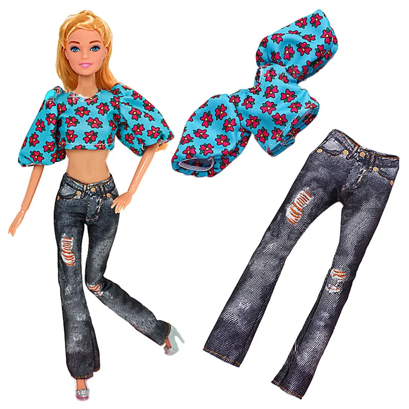 1 Set Puppen kleider für Barbies tägliches Outfit Plüsch Mantel Jacke Kleid Hut Hut Pullover Hosen Ohrringe Halskette Barbie Dress Up Girl Spielzeug