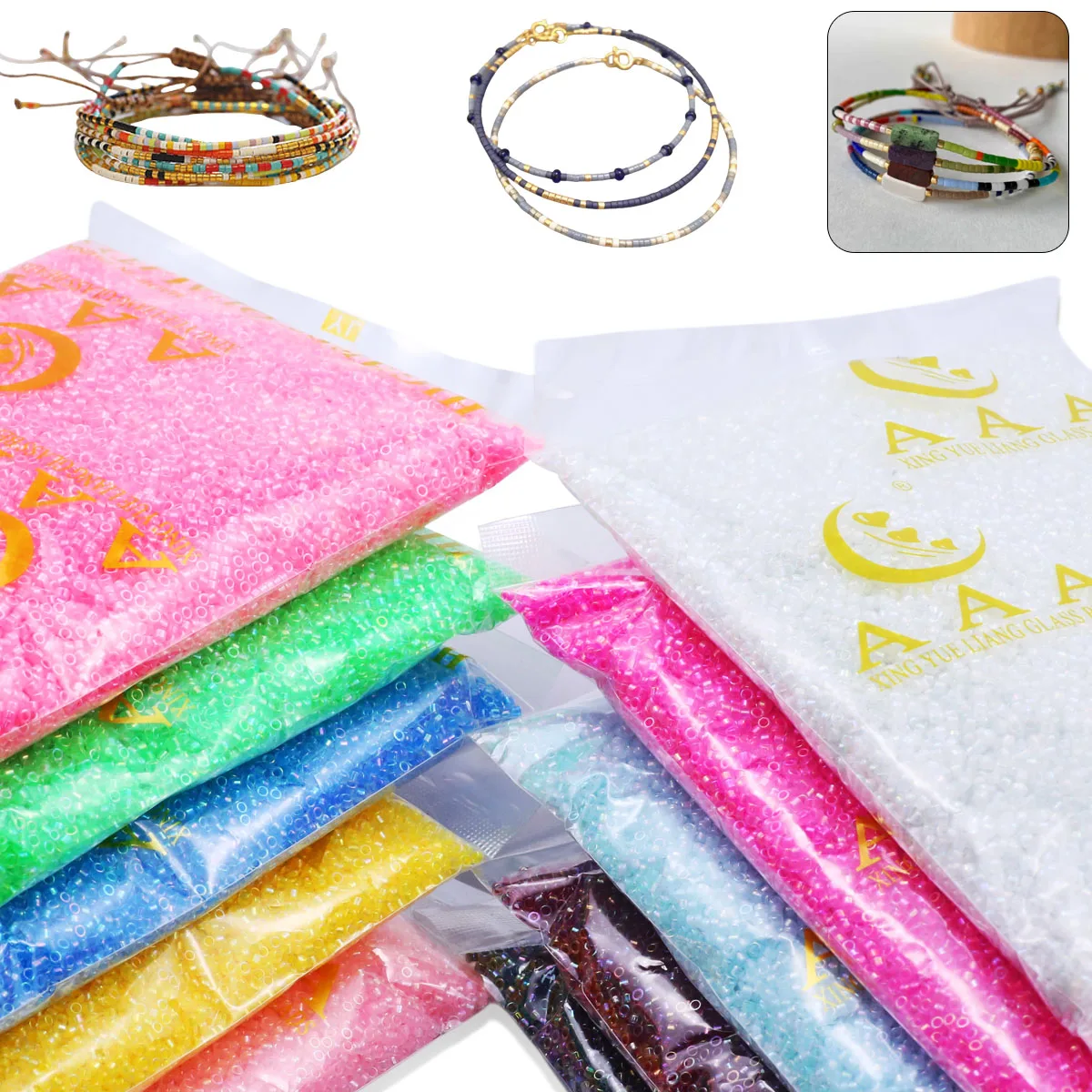 450g 2,5mm mehrfarbig gefärbte Herz Hirse Perlen verpackt 30000 stücke für Schmuck herstellung Armbänder Ohrringe DIY Zubehör
