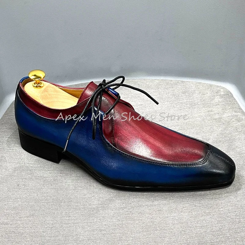 

Mixed Colors Cowhide Men's Leather Shoes Business Casual Lace Up Derby Shoes Handmade Customized Trendy Retro Oxford Shoes