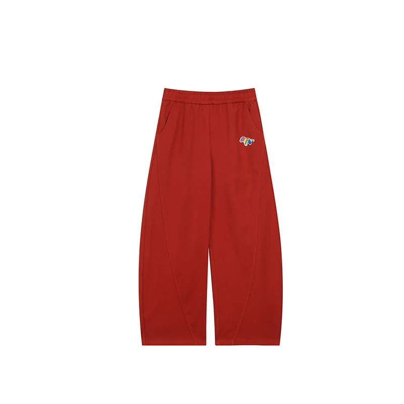 ELFSACK Trendy Red Wide Leg Pants, Easy to Match with Sweaters & Blazers, Comfortable Loose Fit, Autumn Winter Women's Trousers