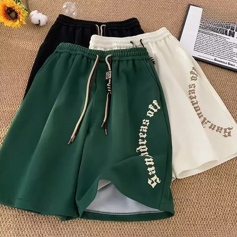 M-5XL Męskie spodenki Casualowe krótkie spodnie Oversize Szorty plażowe Retro nadrukowane litery Spodenki sportowe Szorty z pięcioma punktami Odzież męska — zdjęcie 2