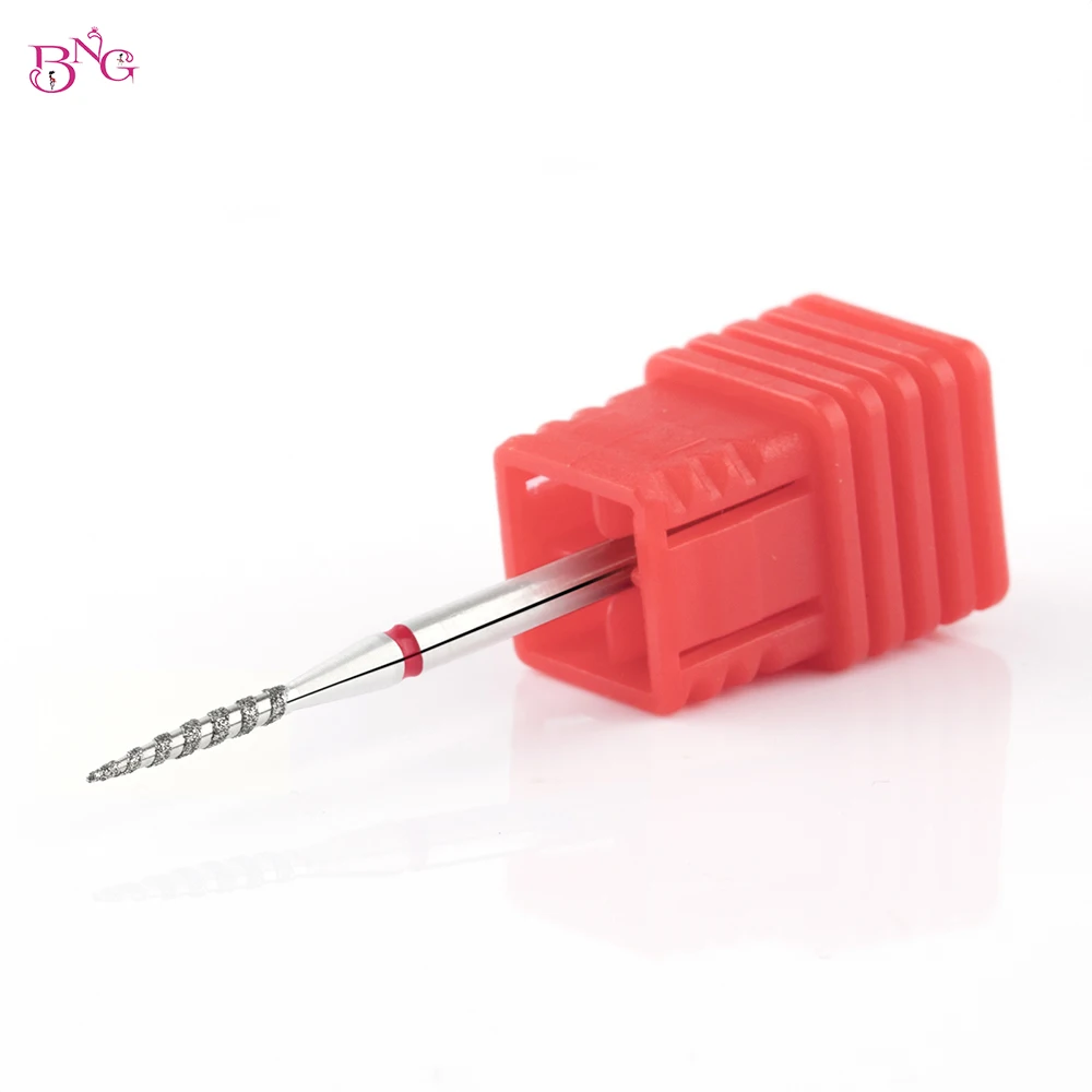 BNG Flame Cuticle Clean Nail Drill Bit Diamond Russian Diamond Nail Bits Dead Skin Nail Cleaner Akcesoria Narzędzia 1,4x9,6mm