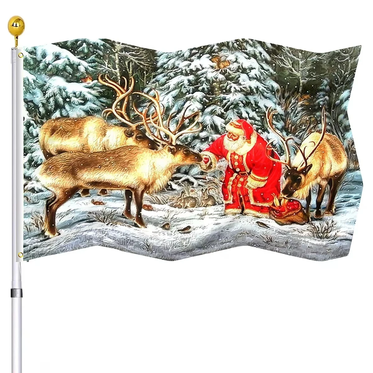 Merry Christmas Flag Elk Santa Garden s Winter Holiday For Courtyard Garden Flower Pot, etc.