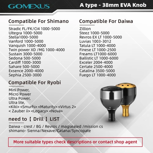 Imagen 2 del producto Gomexus-perilla de mango de carrete giratorio de 30mm para Shimano Stradic Ci4 Ultegra Daiwa Certate expeler LT, perilla de afinación defectuosa A30