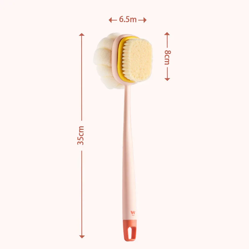 1pc Long Handle Shower Body Brush Plus Exfoliator - Dual-Sided Back Scrubber for Massaging and Exfoliating Skin