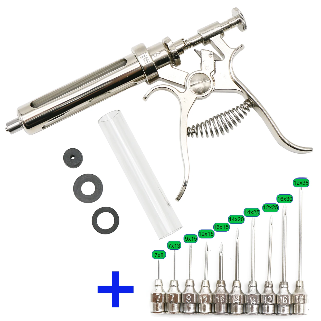 Veterinary Animal Continuous Injection Syringe Revolver 10/20/50ml Stainless Steel Automatic Vaccination Gun for Cow Pig Sheep