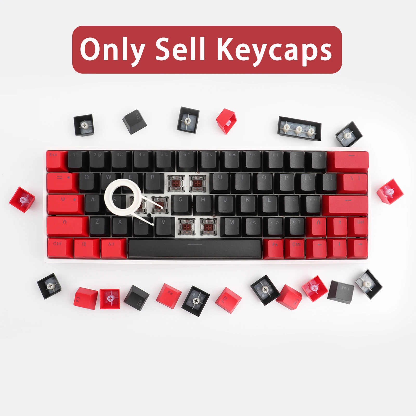 Keycap teclado mecânico, RK 64 82 chaves, Material PBT, Altura do OEM, Impressão dupla palavra retroiluminada, Transparente