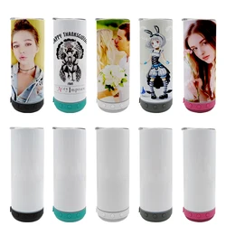 16oz Sublimation Bluetooth Speaker Can Cooler Tumbler With Handle Lids Straight Tumbler Stainless Steel Coffee Cups Water Bottle