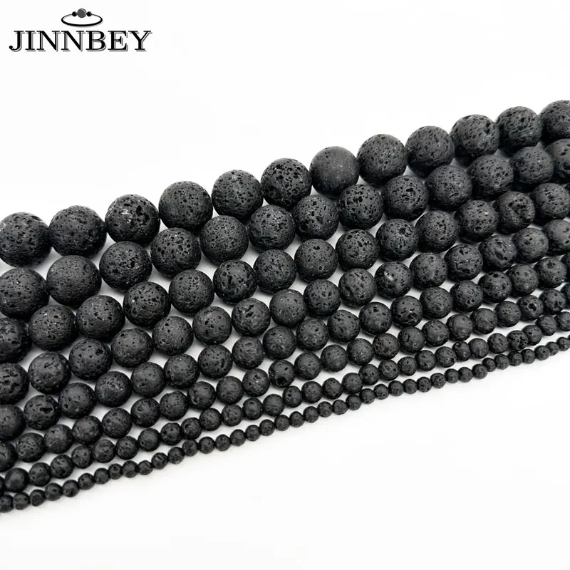 5A Black Volcanic Rock Round Beads, DIY Jewelry Accessories, Handmade Bracelet Necklace Multiple Sizes Loose Beads Wholesale