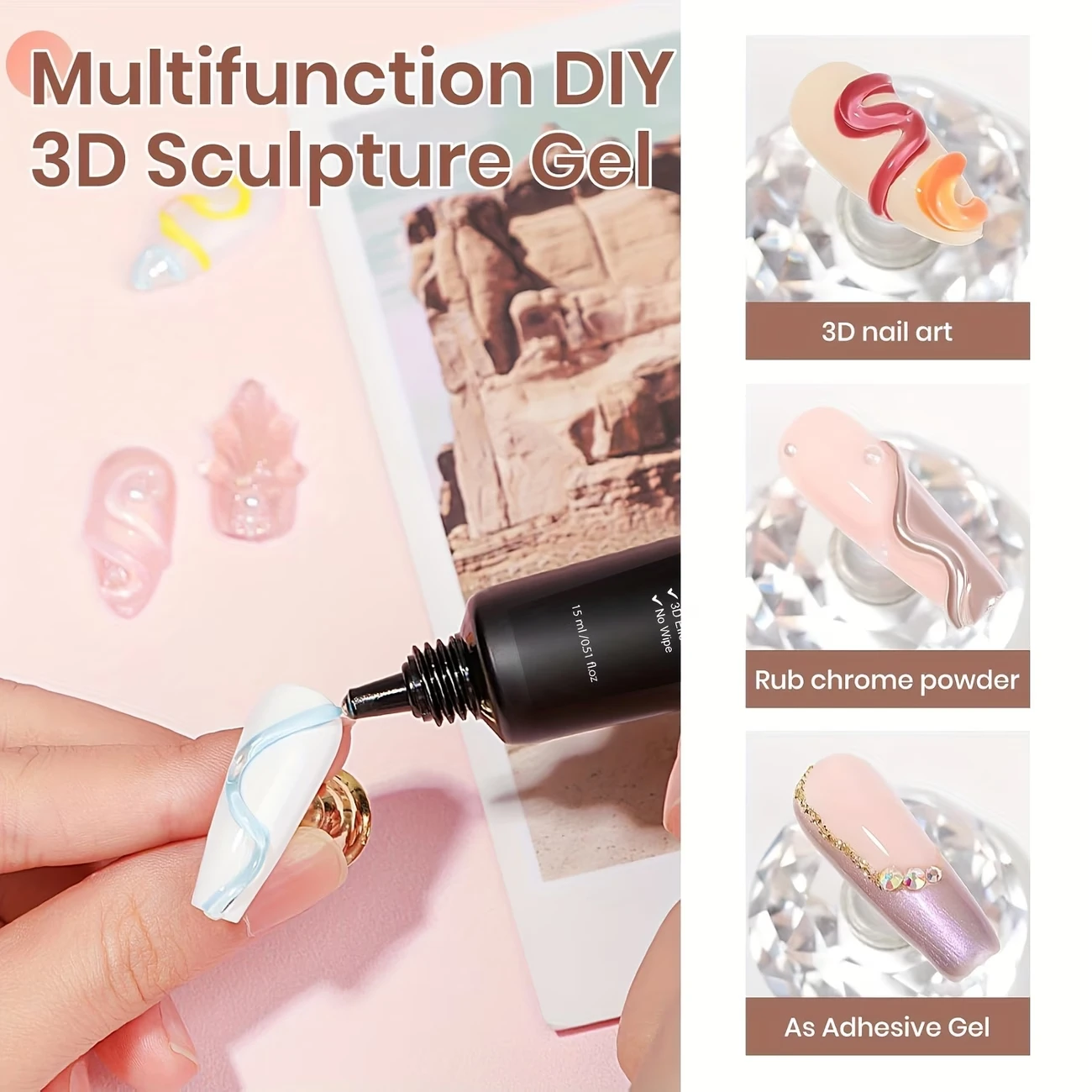 3D Gel - Nail Art Modeling Gel, Suitable for Nail Design Autumn And Winter DIY Nail Art for Painting, Molding, Sculpting And view 4