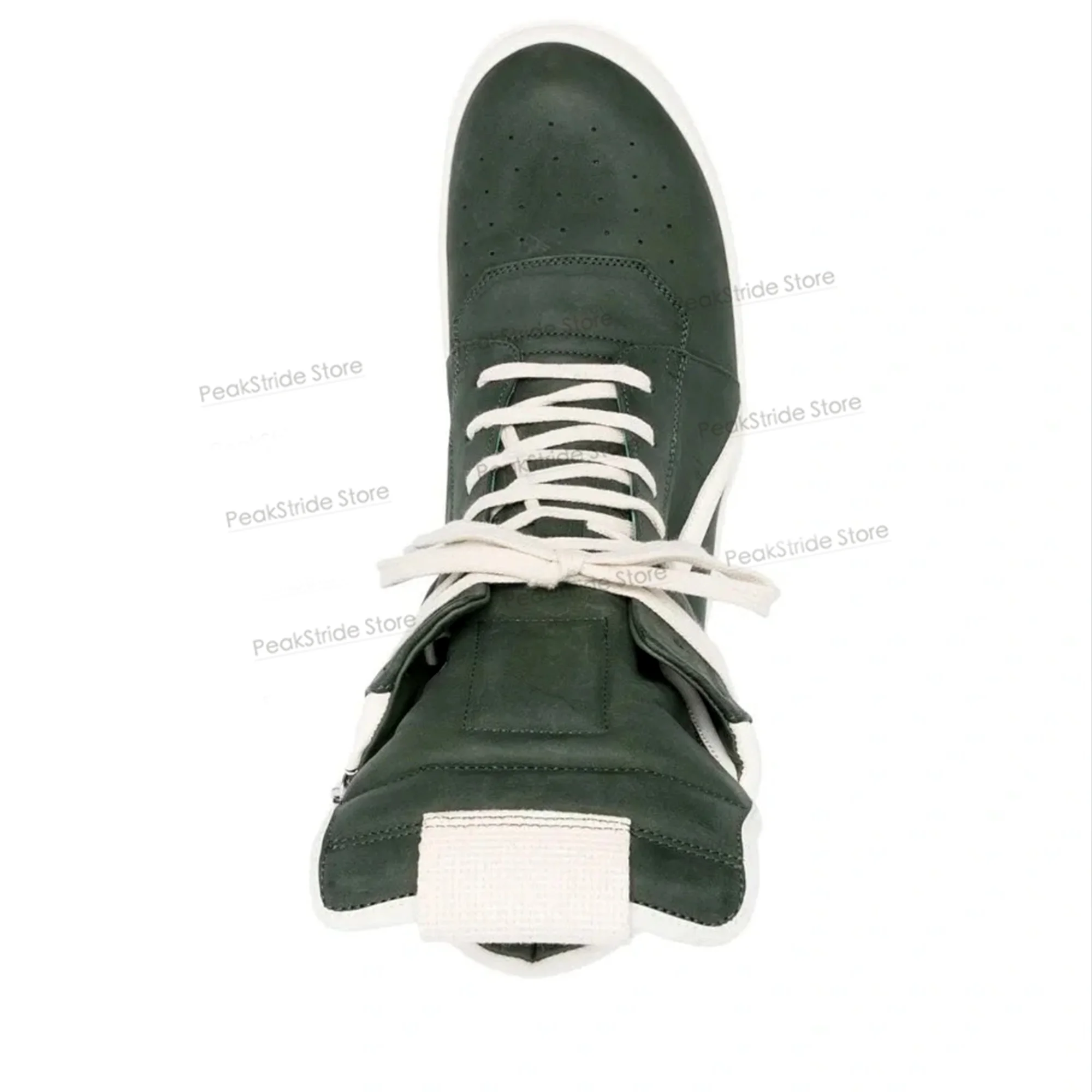 أحذية رياضية عالية الجودة للرجال والنساء، جلد بلوري، أحذية كاحل بسحاب أخضر، أحذية رياضية مسطحة، طراز مصمم فاخر #5