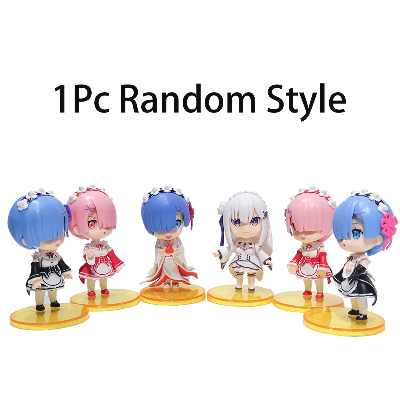 1/6Pcs Set Zero Rem Ram Emilia Chibi Figures - Maid & Kimono Styles Ideal for Display And Collection view 5