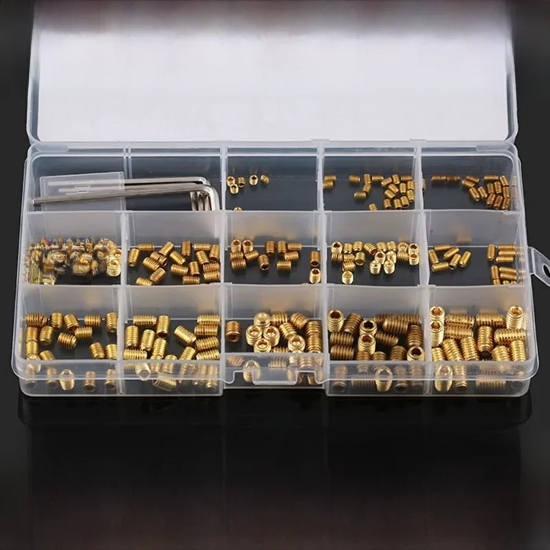 Wieshamm-Kit de vis de réglage de pointe de tasse plate de chien de cône d'entraînement à six pans creux interne en acier allié noir en nylon en laiton, 2,2 sans tête Allen