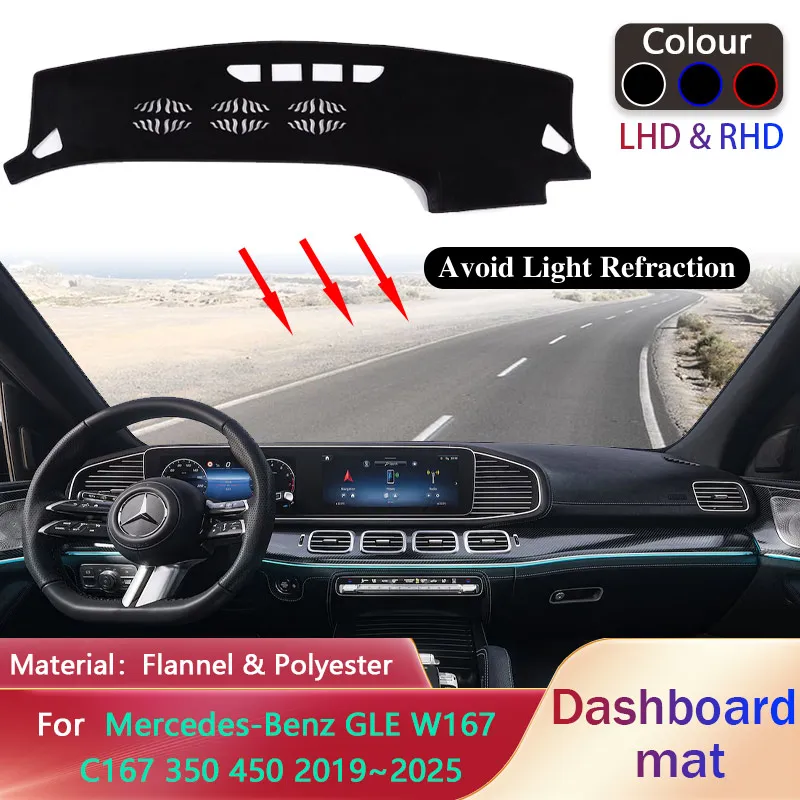 

Car Dashboard Cover Pad for Mercedes-Benz GLE W167 C167 350 450 2019~2025 Liner Anti-Slip Sunshade Dashmat Mat Carpet Accessorie