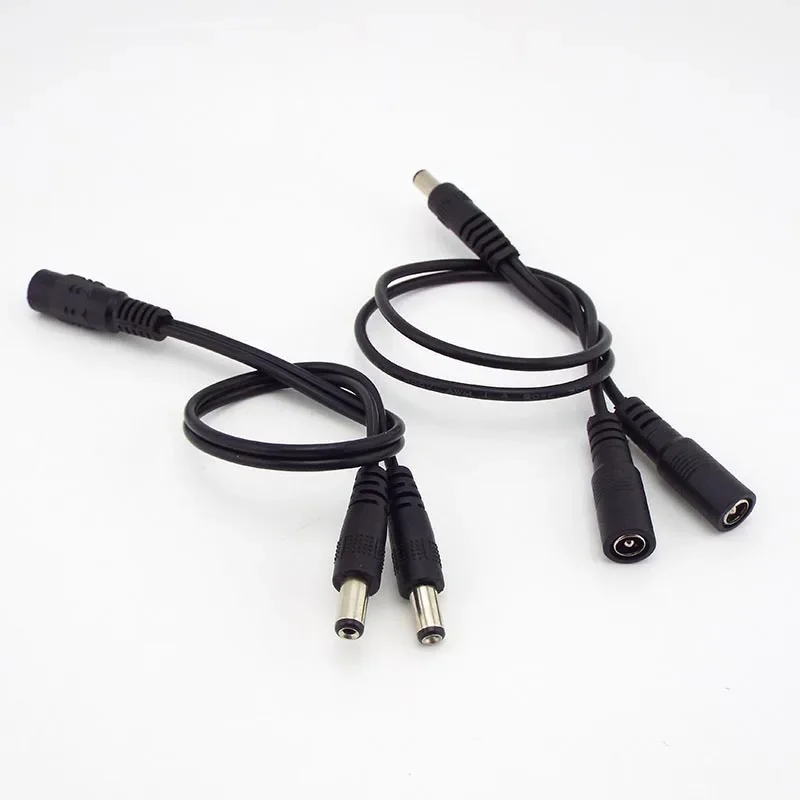 Kabel zasilający DC 1 żeński na 2 męski i 1 męski na 2 żeńskie złącze wtykowe Jack złącze rozdzielacz kabel zasilający do taśmy LED kamera telewizji przemysłowej — zdjęcie 2