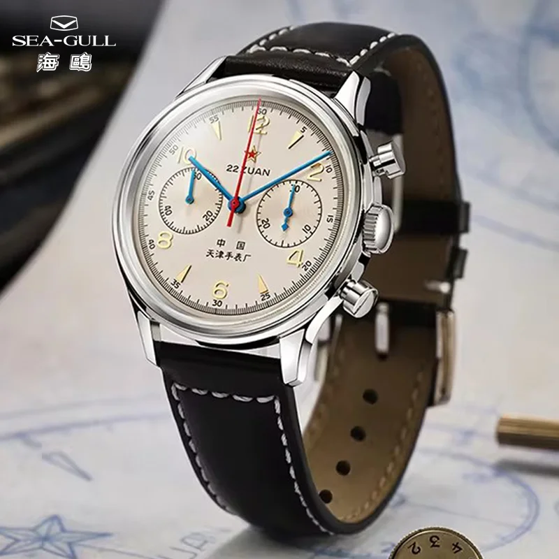 Seagull 40mm Times Edition Manual Mechanical Wristwatch Men Watch ST1901 Sapphire Chronograph Pilot Air Force Clock 819.87.1963