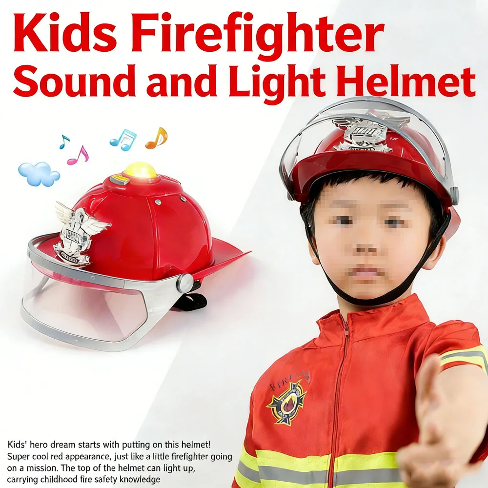 Kids Firefighter Costume Set ,Childs Firemen Reflective Tape Red Uniform, for Boys and Girls Birthday Halloween Party