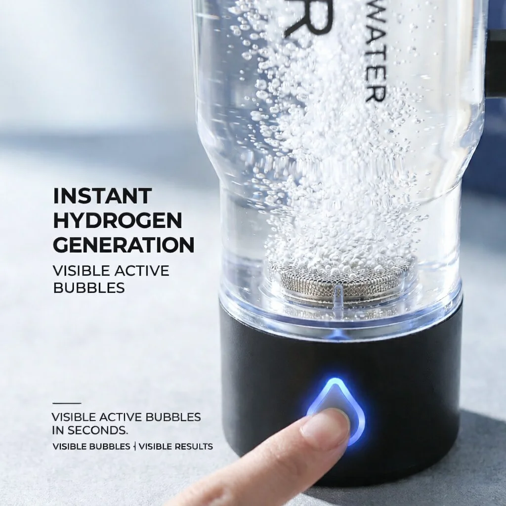 Portable Hydrogen Water Bottle 750ml Rechargeable Electric Hydrogen Rich Water Cup with Handle for Car Travel Office