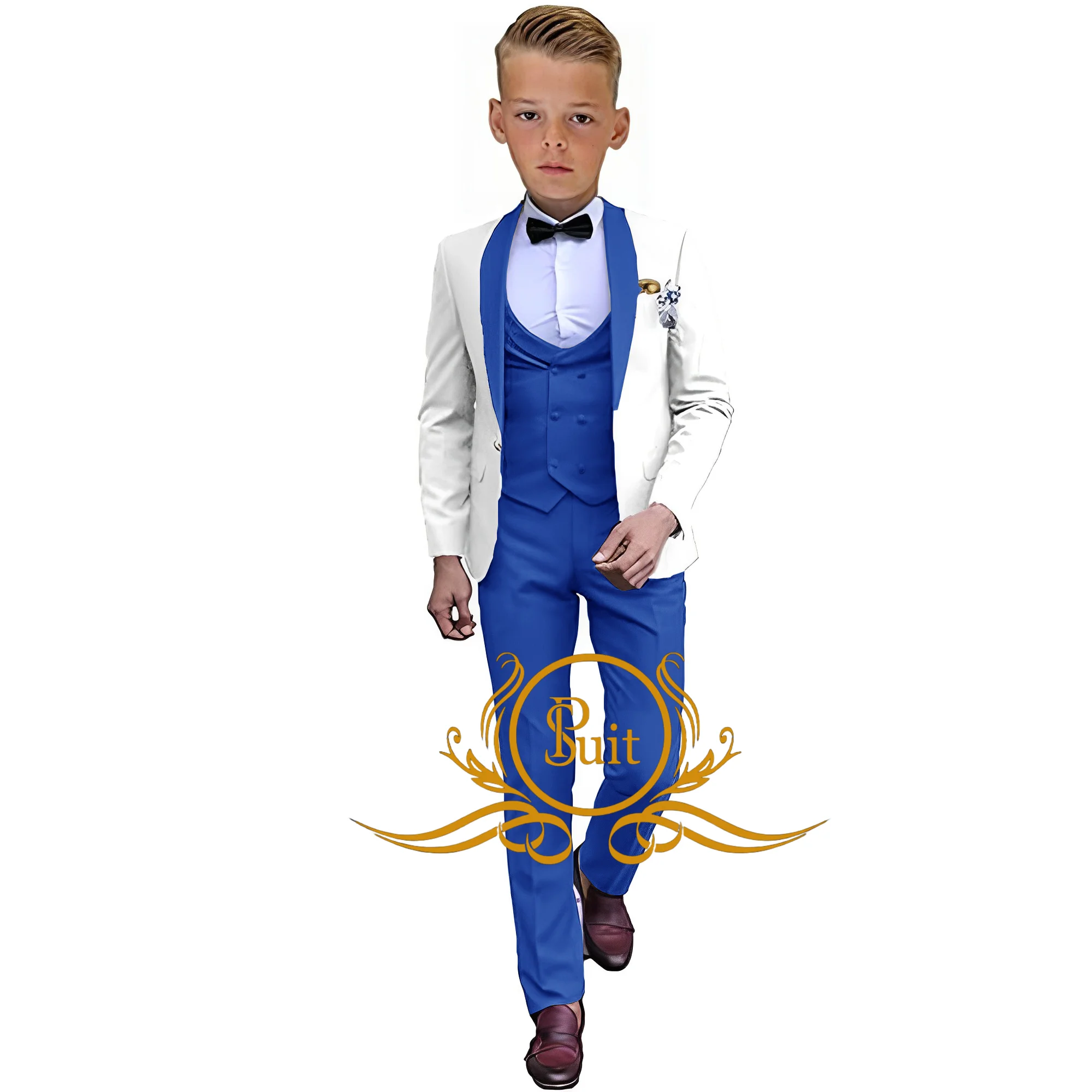 Children's Suits for Wedding Slim Fit Kids Tuxedo Jacket Vest Pants 3 Piece Boys Suit Set