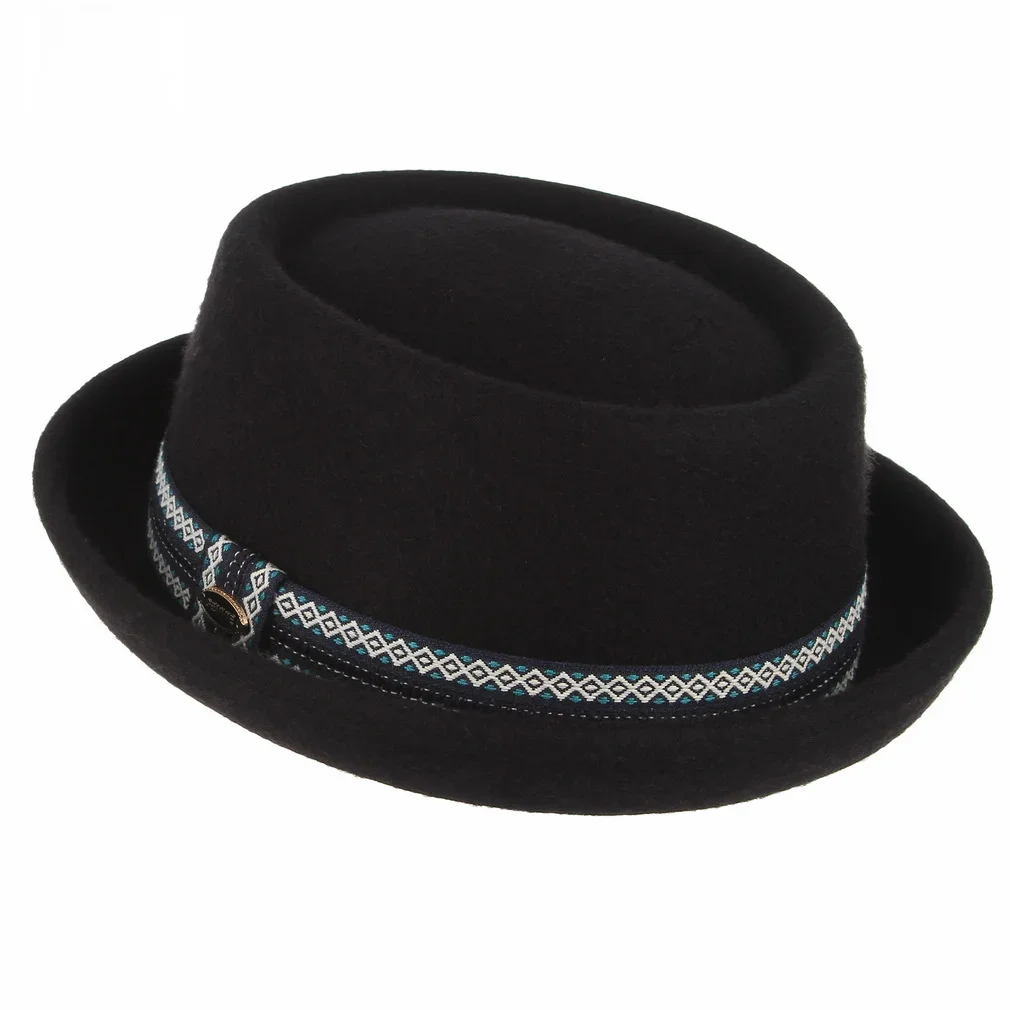 GEMVIE 100% filc wełniany Pork Pie Hat Kobiety Mężczyźni Porkpie Hat Zakrzywione rondo Pork Pie Wełniany kapelusz Unisex Jesień Zima Fedora Hat — zdjęcie 2