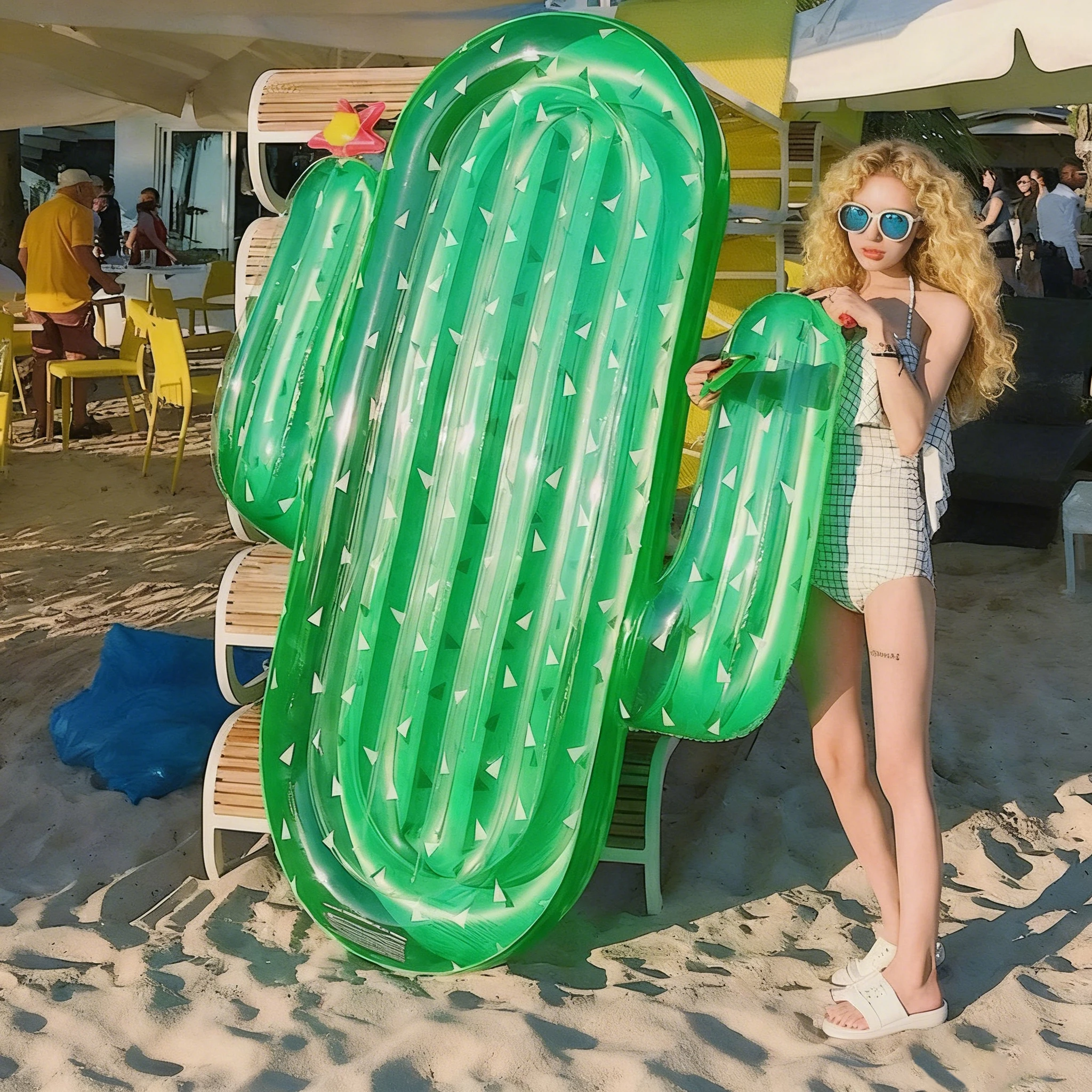 Cactus Swimming Pool Floating Inflatable Mattress Swimming Ring Circle Island Cool Water Party Pool Toy Pool Float